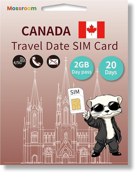 SIM Card for Canada Travel - 2GB Prepaid Data for 20 Days - 5G/4G LTE Speeds - Plug & Play - No Roaming, No Contracts