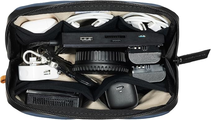 Native Union Stow Lite Organizer W.F.A Tech Organizer – Minimalist Travel Pouch Made of Recycled Materials for Everyday Accessory Storage & Protection – Stores Cables, Chargers & More (Navy)