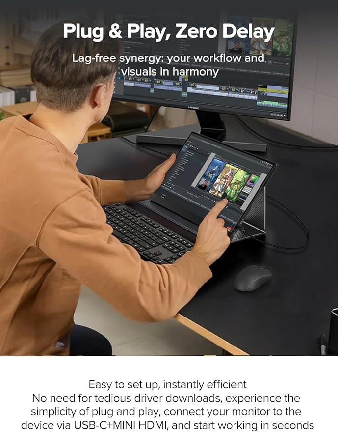 EVICIV Portable Monitor Touchscreen 15.6 FHD 1080P IPS 10-Point Touch Screen Monitor & Speakers, HDMI USB C Eye-Care Travel External for Laptop Computer PC Phone Switch, VESA & Smart Cover