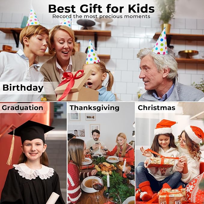 Digital Camera, FHD 4K 44MP Autofocus Point and Shoot Camera with 2.4" LCD 16X Zoom Portable Compact Cheap Camera for Teens Boys Girls Kids Adults (Pink)