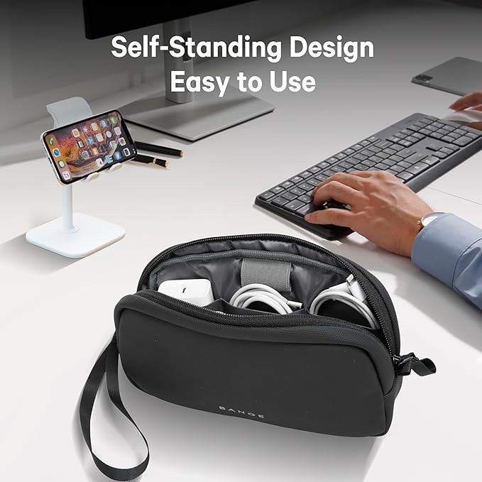 BANGE Travel Organizer Case, Water Resistant Electronics Travel Bag Organizer for Cable, Tech Pouch Accessories Carry Storage for Cord, Phone, Cables, Airpods, USB Flash Drive, Daily Items