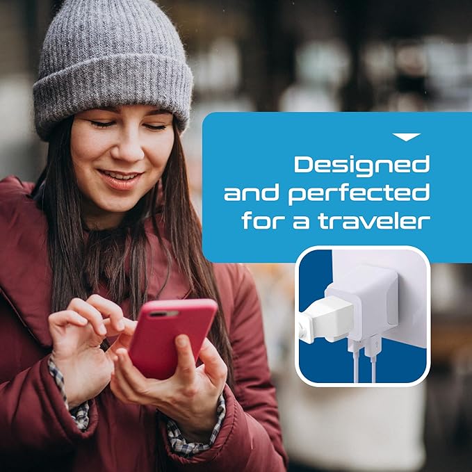 Ceptics European Travel Plug Adapter – Compact Type C & F Adapter with USB-C & A + USA Input – Safe Grounded Schuko Adapter – Travel Charger for France, Germany & More – CTU-9-9C-PK