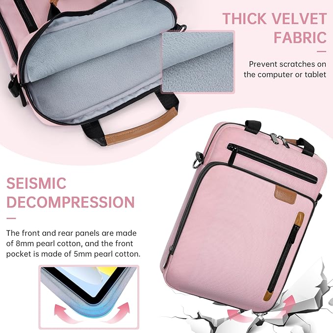 13.3-14 Inch Laptop Sleeve Bag, Padded Carrying Case for MacBook Pro M3/M2 14" /13", MacBook Air 13.6" M3/M2 2024/2022, Surface Pro AI PC/9/8 13",Protective Bag with Accessory Pocket, Pink