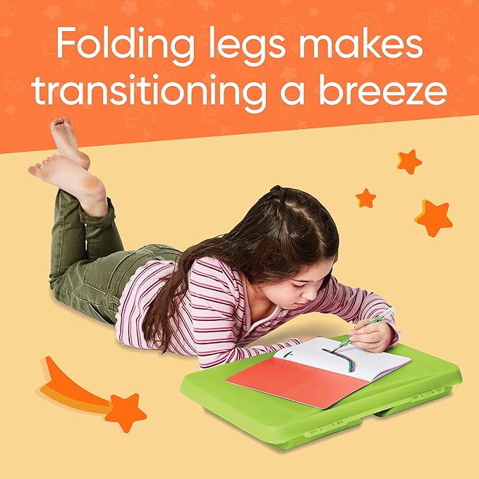 HearthSong Foldable Lap Desk for Kids with Storage - Ideal Floor Desk for Drawing, Studying, Portable Folding Travel Lap Table, Versatile Bed Desk & Lap Tray, Green