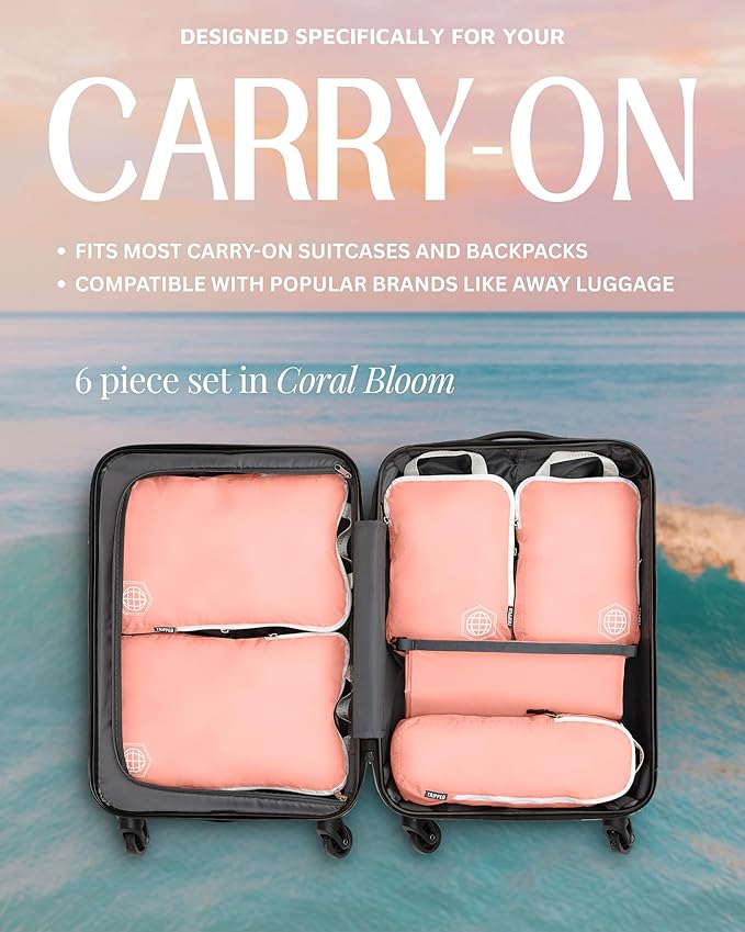 Compression Packing Cubes Set for Travel - Lightweight, Durable Clothes Organizer for Carry-On Luggage and Suitcases by TRIPPED Travel Gear