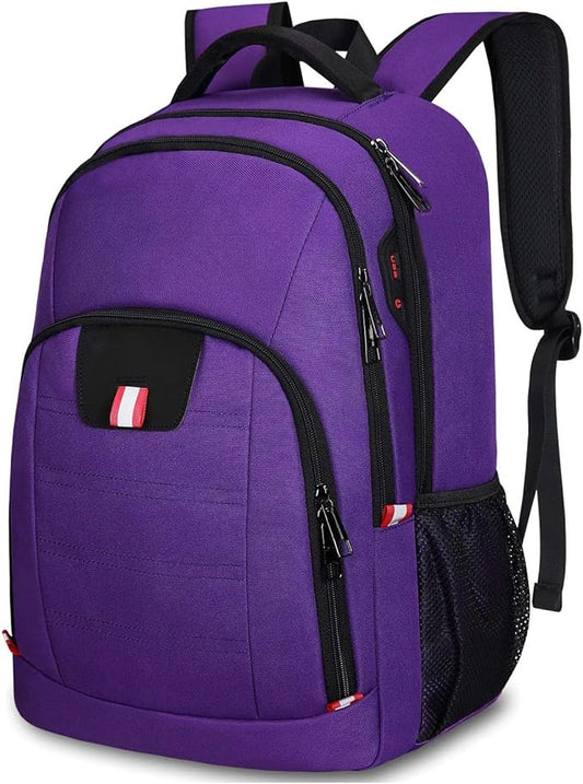Travel Laptop Backpack, Small Backpack for Men and Women with USB Slit Business Computer Backpack Bag (Purple, 15.6 Inch)