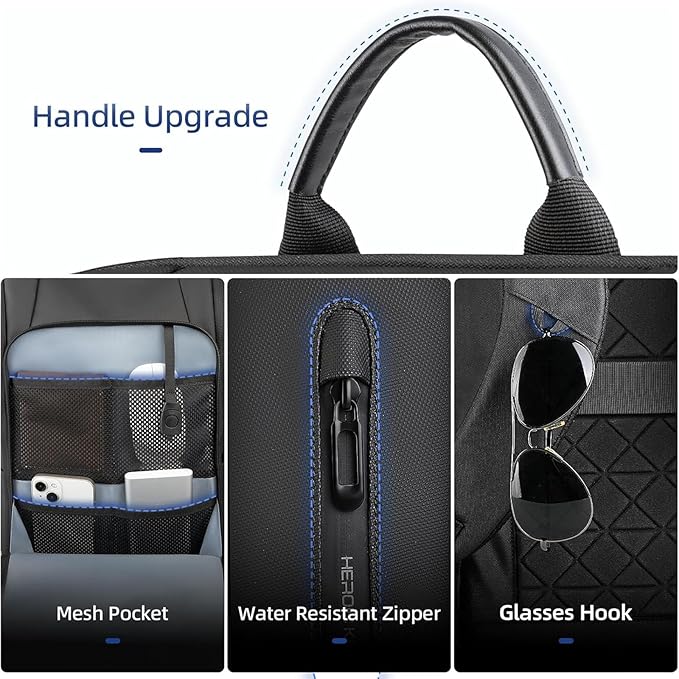 Business Backpack Computer Bag for 17.3 Inch Laptop for Men Women with USB Charging Port Water-Resistant Anti-theft Luggage Backpack Suitcase Casual Daypack for College Weekender Hikking Travel-Black