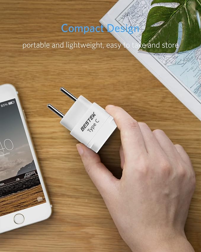 BESTEK European Travel Plug Adapter Set, Grounded Universal Power Plug Adapter for US to Type E/F, Type C, Type G Countries, UK, Germany, France, Italy, Spain, Ireland and All of Europe, 3 Pack
