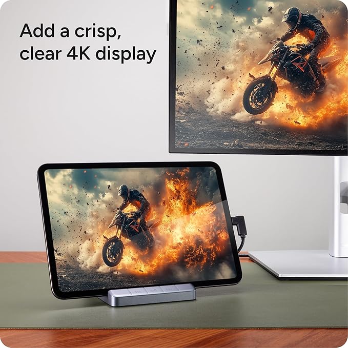 ZAGG 6-Port Media Hub – for iPad, Chromebook, Android & More – HDMI 4K 60Hz, USB-C PD 100W, USB-A 3.2 10Gbps, SD & MicroSD Card Readers, Audio Jack – Compact & Durable w/Media Buttons