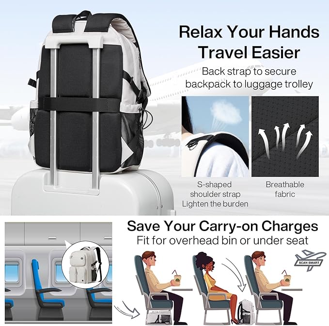 mixi Large Capacity Travel Laptop Backpack, Lightweight Durable College Bookbag Men Woman 15.6" Computer Bag, Water Resistant Outdoor Hiking Backpacks With Multifunction Pockets, 17 Inch Expandable