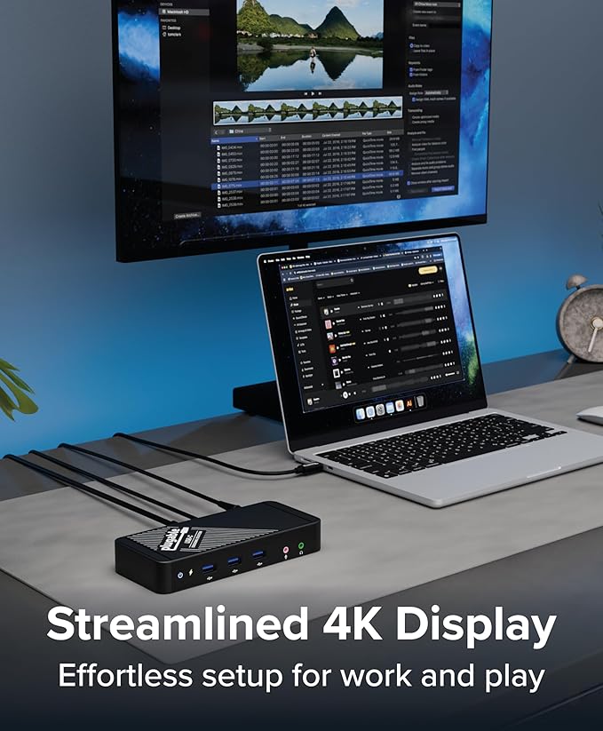 Plugable USB-C Dock – 4K HDMI, 60W Charging, Ethernet, USB 3.0/2.0 Ports – USB-C Docking Station with Power for Windows and Chromebook