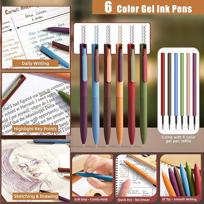 37PCS Stationery Set, Aesthetic Bible Journal Set, 3PCS A5 Spiral Notebooks, Gel Pens, Sticky Notes & Tabs, Gift Box for Students Back to School Supplies