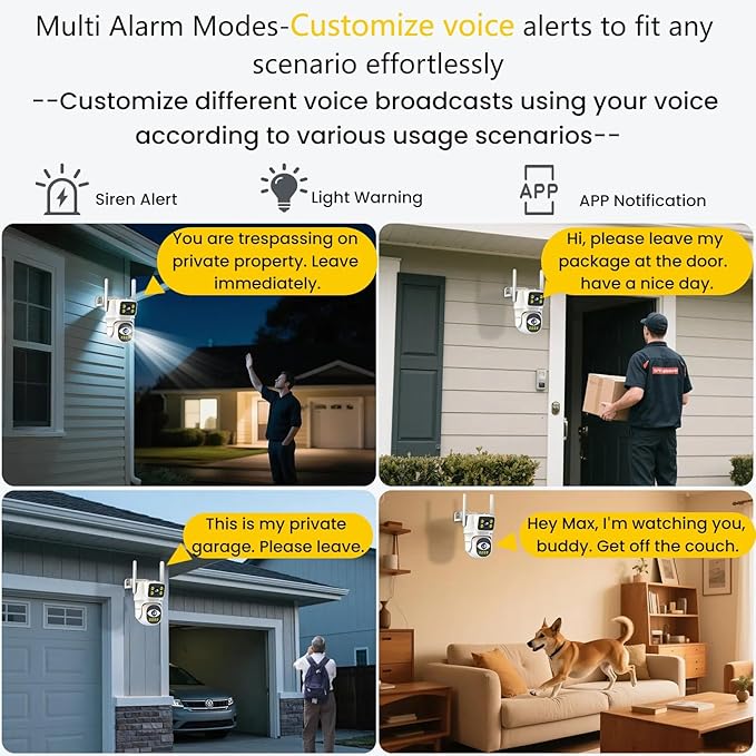 Dual-Lens 4G Cameras for Home Security, Pan/Tilt Smart Security Camera-Outdoor/Indoor, Color Night Vision,Motion Tracking,24/7 Recording,2-Way Audio & Siren,IP65,SD/Cloud Storage
