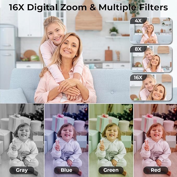 Digital Camera, FHD 4K 44MP Autofocus Point and Shoot Camera with 2.4" LCD 16X Zoom Portable Compact Cheap Camera for Teens Boys Girls Kids Adults (Blue)