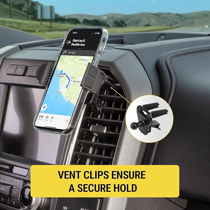 Scosche HDVM Universal 3-in-1 Vent/Windshield/Dashboard Cell Phone Holder Car Mount, Suction Cup Phone Mount with Vent Clip, Compatible with iPhone 16/15/14/13/12 & Mobile Phones up to 3.5 inches