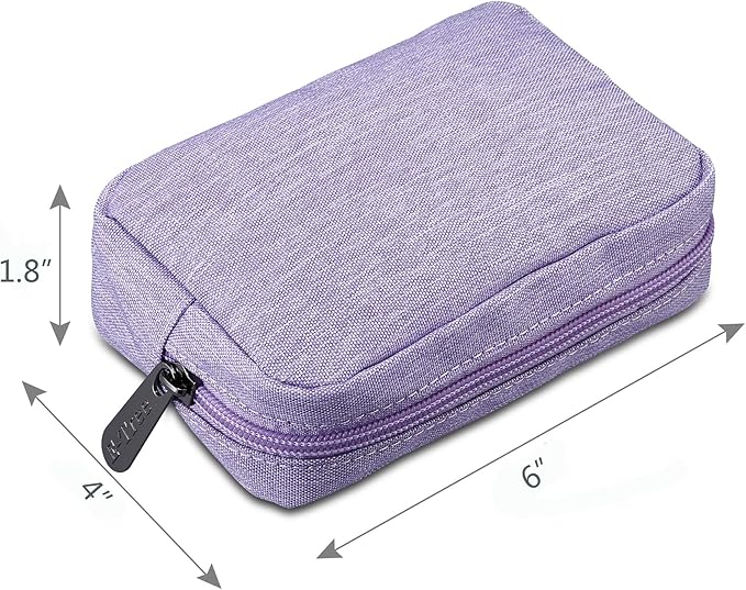 E-Tree Small Makeup Bag, Cosmetic Toiletry Skin Care Make up Little Items Pouch for Purse, Zipper Mini Tech Charger Cable Electronic Organizer Case, Travel Accessories for Women Men Teen, Purple