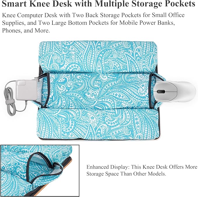 Lap Desk,Fits up to 15.6 inch Laptop Bed Table Computer with Soft Pillow and Storage Bag,Gaming Tray and Writing Tray on Bed for Home Office(2-Beige)