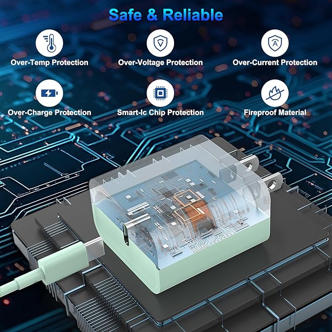 iPhone 17 16 15 Charger Fast Charging, 3 Pack PD 20W USB C Charger with 10FT Cord, USB C Cable Type C Chargers Block for iPhone 17/17 Pro/17 Pro Max/16/16 Plus/16 Pro/16 Pro Max/15/15 Pro（Green）