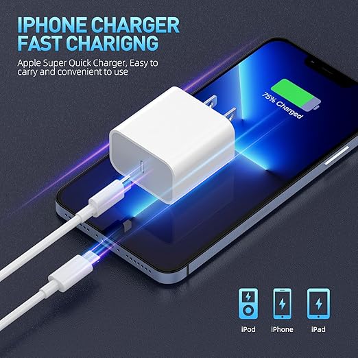 Fast Charger iPhone,iPhone Charger Fast Charging[Apple MFi Certified]3Pack Apple Charger USB C Wall Charging Block 10FT Long USB C to Lightning Cable Cord for iPhone14 Pro Max/13/12 Mini/11/XR/XS/X/SE