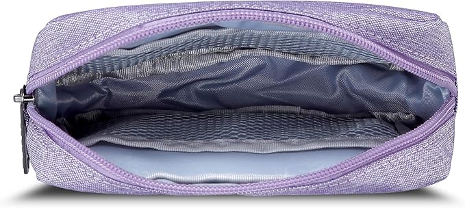 E-Tree Small Makeup Bag, Cosmetic Toiletry Skin Care Make up Little Items Pouch for Purse, Zipper Mini Tech Charger Cable Electronic Organizer Case, Travel Accessories for Women Men Teen, Purple