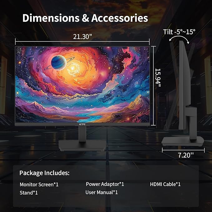 KTC 24 Inch QHD 100Hz Computer Monitor IPS 2K, 1300:1 Contrast, Anti-Blue Light Screen, 122% sRGB, FreeSync & G-Sync Compatible, HDMI2.0 & Display Port 1.4, PC Monitor for Gaming Office Work H24T27