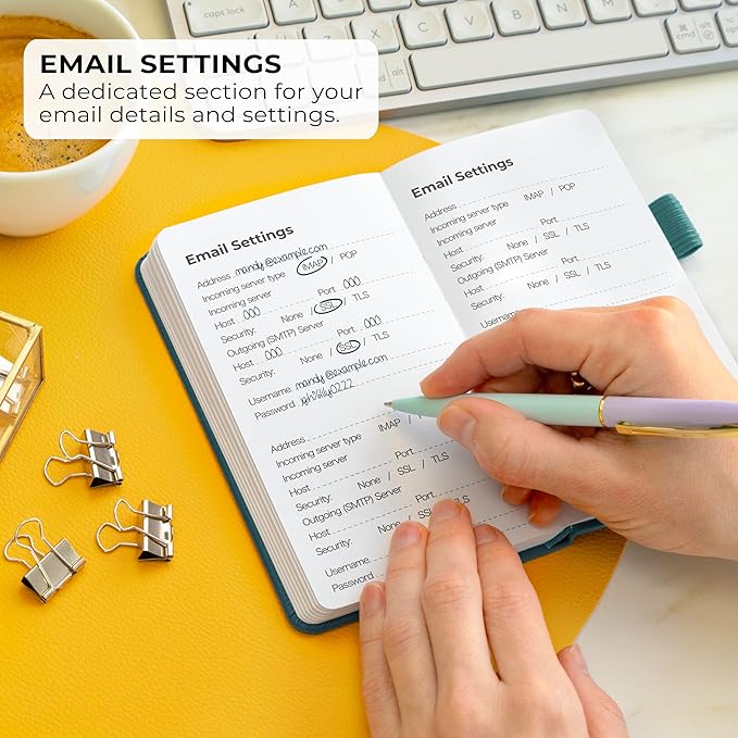 Clever Fox Password Book – Alphabetized Internet Address & Password Organizer - Computer & Website Password Keeper Notebook – Log-In Password Journal – Pocket, 6.2x3.5″, Hardcover (Dark Teal)