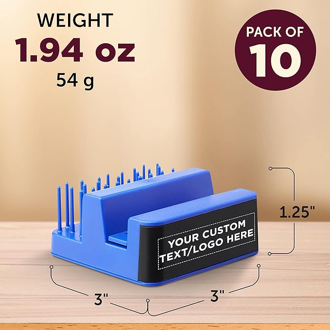 DISCOUNT PROMOS Custom Light Up Logo Phone Stands Set of 10, Personalized Bulk Pack - Essential Smartphone Accessory, Perfect for Office and Home - Blue