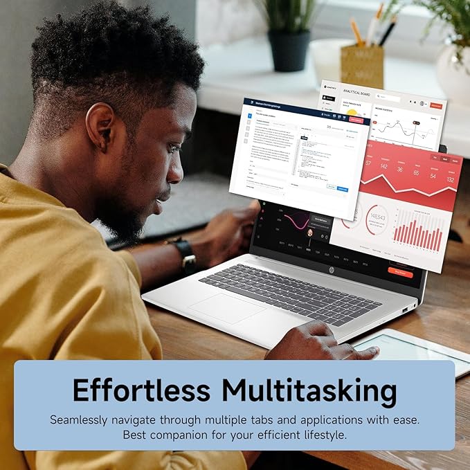 HP High-Performance 17.3" Laptop, 17.3" HD+ Touchscreen, 8-Cores Intel i3-N305, 32GB RAM, 128GB eMMC + 2TB PCIe SSD, Webcam, HDMI, Numeric Keypad, Wi-Fi 6, Windows 11 Pro, Silver