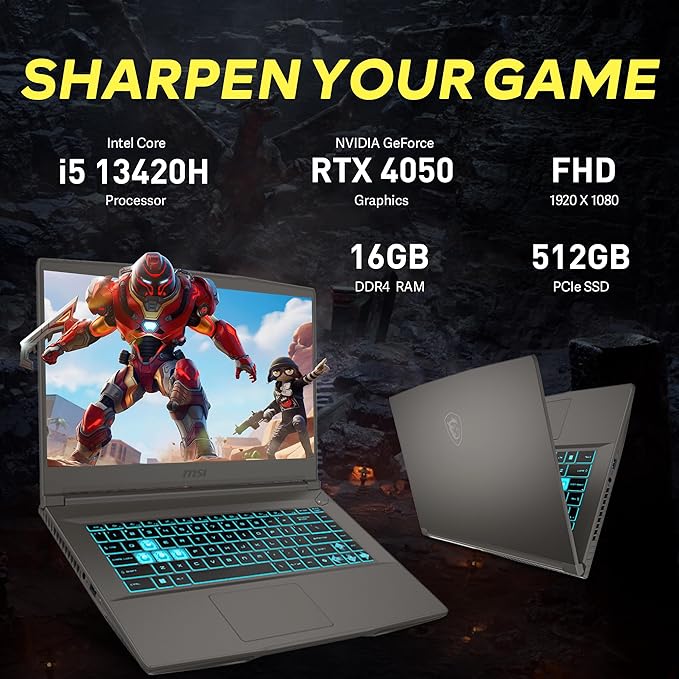 msi Thin 15 15.6" FHD 144Hz Gaming Laptop, Intel i5-13420H, NVIDIA GeForce RTX 4050, 16GB DDR4 RAM, 512GB PCIe SSD, Backlit Keyboard, Wi-Fi 6E, Webcam, Win 11 Pro, Gray, 256GB Docking Station Set