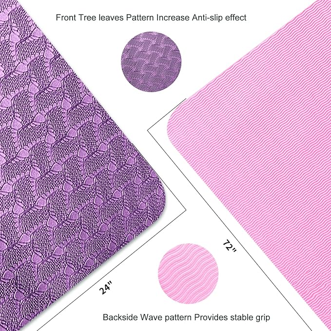 Yoga Mat 1/3 inch QMKGEC Exercise Mats 8mm TPE Non-Slip Extra Thick High-Density Eco Friendly for Yoga Workout Pilates Yoga Mats for Women Men