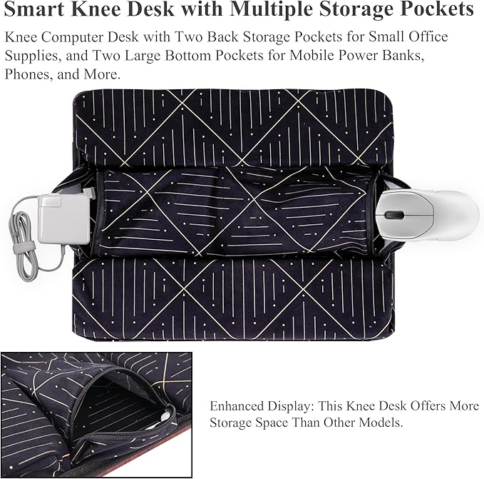 Lap Desk,Fits up to 15.6 inch Laptop Bed Table Computer with Soft Pillow and Storage Bag,Gaming Tray and Writing Tray on Bed for Home Office(2-Light Brown)