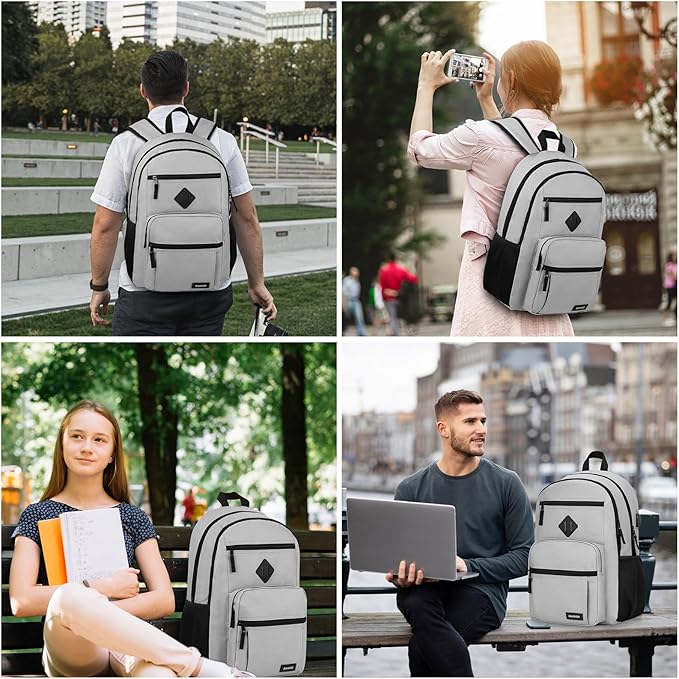 BIKROD Backpack for Men and Women, Lightweight Casual School Backpack for Teens Boys and Girls, Daily-use Travel Laptop Backpack with USB Charging Port Fits 15.6 Inch Notebook, High School Bookbag