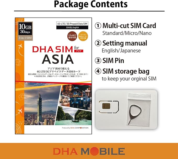 Asia SIM Card Japan + 11 Countries | 30 Days 10GB Data Only | Tethering Supported | Use in Japan South Korea Thailand Singapore Cambodia Indonesia Macau Malaysia Philippines Sri Lanka Laos Vietnam