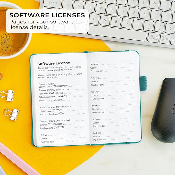 Clever Fox Password Book – Alphabetized Internet Address & Password Organizer - Computer & Website Password Keeper Notebook – Log-In Password Journal – Pocket, 6.2x3.5″, Hardcover (Turquoise)