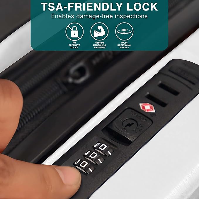 Luggage Sets 2 Piece, 24 Inch Suitcase and 28 Inch Luggage with Spinner Wheels, Durable Hard Shell Suitcase Set, Expandable Travel Suitcases with Wheels, White