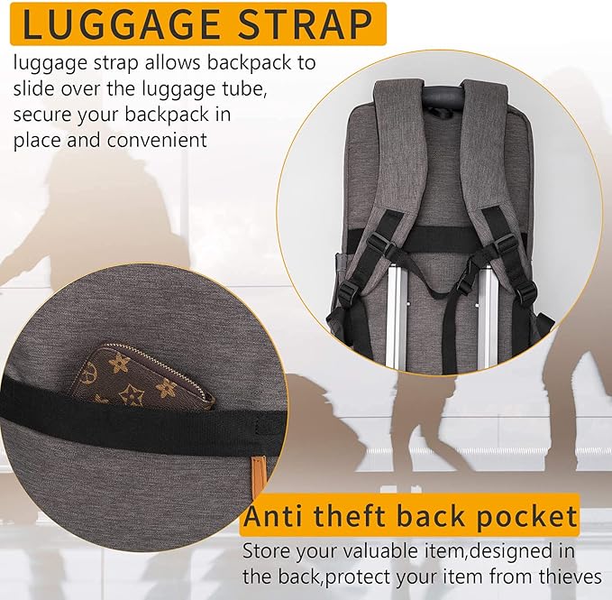 NOBLEMAN Backpack for women and Men, Business Computer Backpacks,multi-compartment storage Daypack, Water-resistent 15.6 Inch Laptop Backpack with USB,for nurse,business (Grey plus)