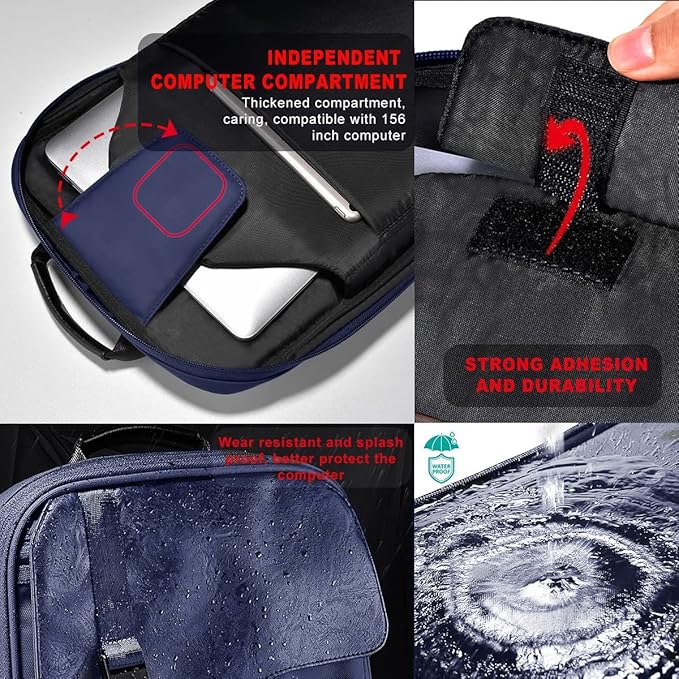 ZINZ Slim & Expandable Laptop Backpack 15.6 Inch, Computer Rucksack Water Resistant Bag, Anti-Theft Travel Daypack for Men and Women-Blue