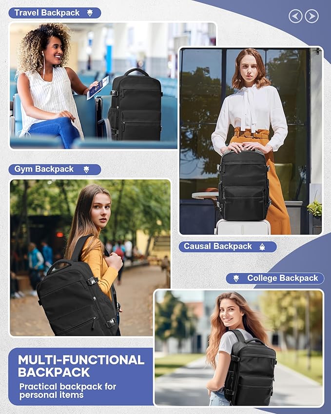 Vacuum Travel Backpack with Pump Women Personal Item Carry on Vacpack Backpacks Flight Approved 18x14x8 inches Men Laptop Waterproof Work Compression bags Casual Daypack Black Vacuum seal backpack