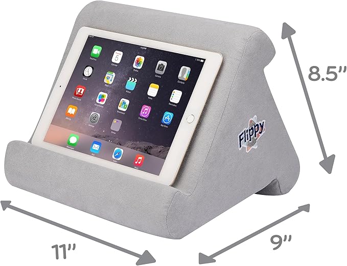 Flippy Tablet Holder and Soft Compatible with iPads, Tablets, and Books, Portable Lap-Pillow Holder for Books or Electronic Devices - Greyster 2.0