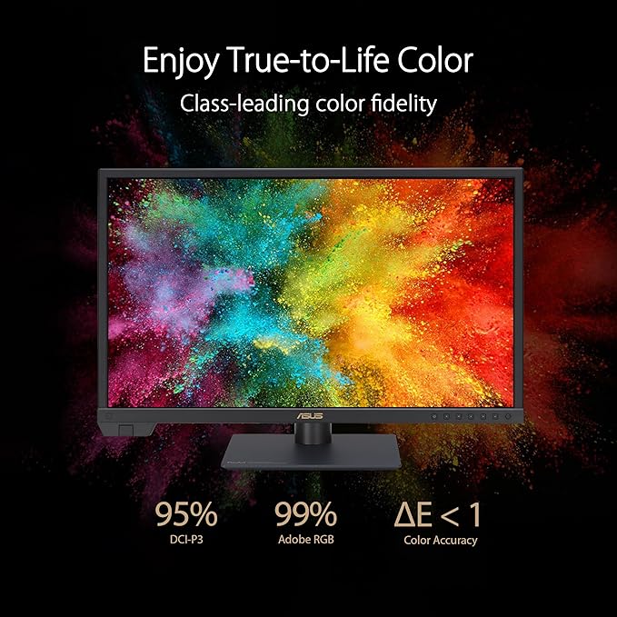 ASUS ProArt Display 24” 4K 12G-SDI HLG Professional Monitor (PA24US) - IPS, UHD (3840 x 2160), 99% Adobe RGB, 95% DCI-P3, ΔE < 1, USB-C, Built-in Motorized Colorimeter, Calman Ready, 3 Year Warranty