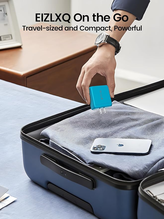 USB C Charger Block, [2-Pack] Type C Charger Fast Charging,50W 5-Port USB Wall Charger Multiport Type C Charging Block Cube for iPhone 17/16/15/14/13/12/11 Pro Max XS,iPad,Samsung&More-Blue