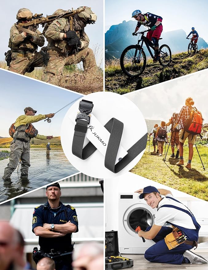 JUKMO Tactical Belt, Military Hiking Rigger 1.5" Nylon Web Work Belt with Heavy Duty Quick Release Buckle