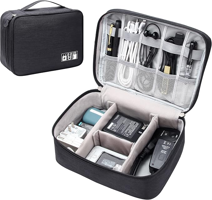 Electronics Organizer Travel Universal Cable Organizer Bag Waterproof Electronics Accessories Storage Cases for Cable, Charger, Phone, USB, SD Card, Hard Drives, Power Bank, Cords