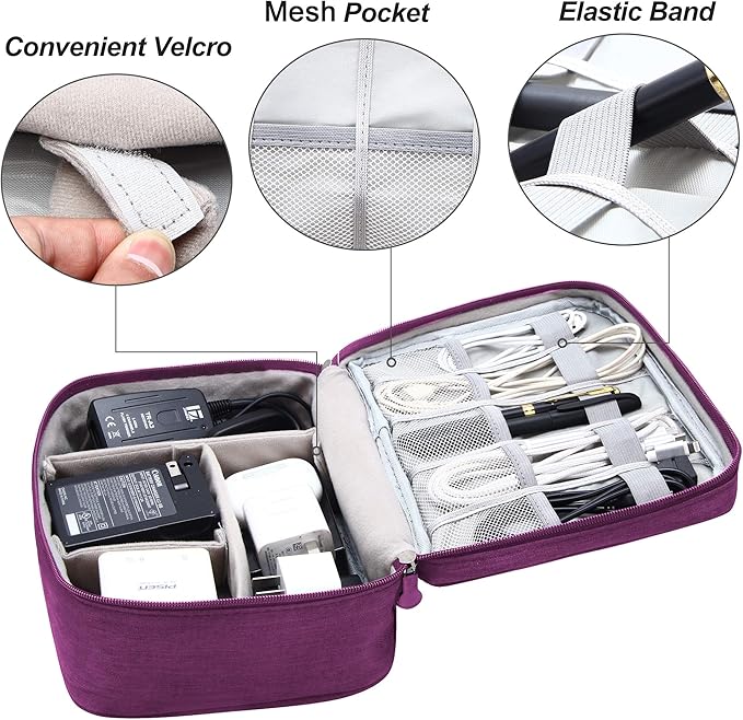 VOCUS Electronics Organizer Travel Cable Organizer Bag for Electronics Accessories, Portable Tech Carring Large Storage Case for Charger, Cord, Power Bank, Hardware