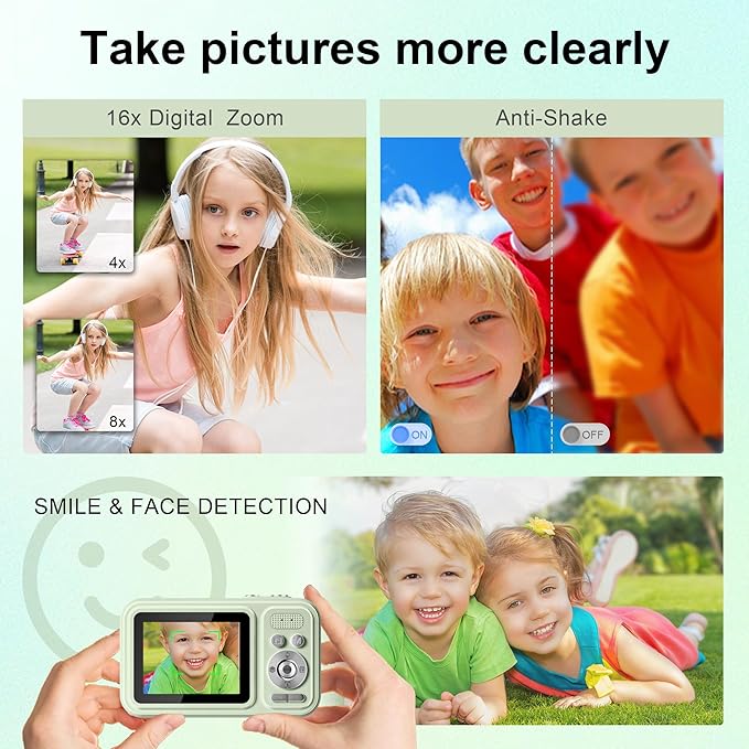 Digital Camera, Student Cameras with 32GB Card. Autofocus 48MP Point and Shoot Digital Cameras, 16X Zoom Anti-Shake Vlogging Camera, Compact Small Cameras for Boys Girls Teenagers