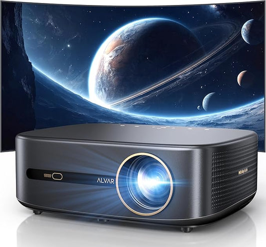 [1000 ANSI & Audio by DBX-TV] Alvar 4K Projector with WiFi 6 and Bluetooth, 30W Speakers, NetfIix Certified & DoIby Audio Outdoor Proyector, Auto Focus Native 1080P Smart Projector, Black