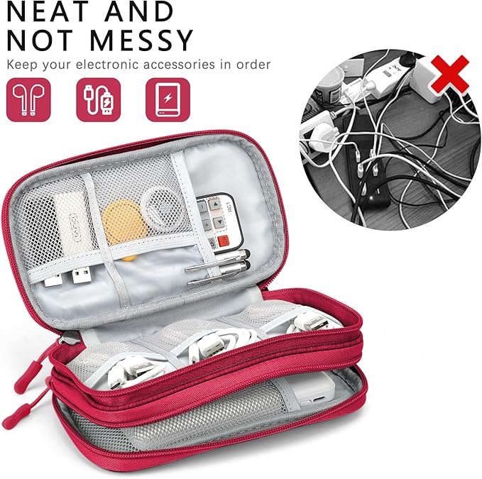 Skycase Electronic Organizer Travel Case - Waterproof Travel Cord Pouches for Organization, Cable Organizer, All-in-One Double Layers Storage Bag for Accessories, Charger, Cable