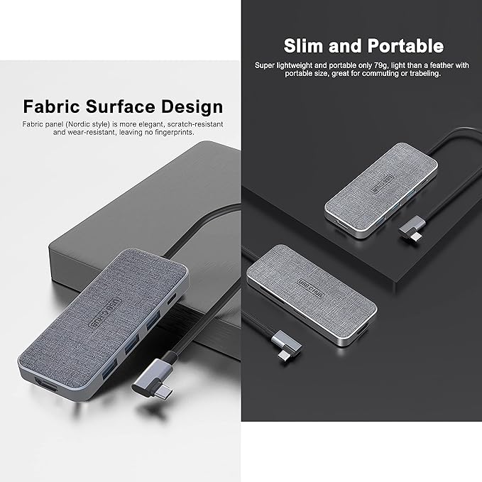 USB C Hub, ZSIMC 7-in-1 Docking Station Multiport Adapter with 4K HDMI, 100W Power Delivery, 3 USB 3.0 Ports, SD/TF Card Reader for MacBook Pro/Air, iPad Pro/Mini 6, Surface and More Type C Laptops