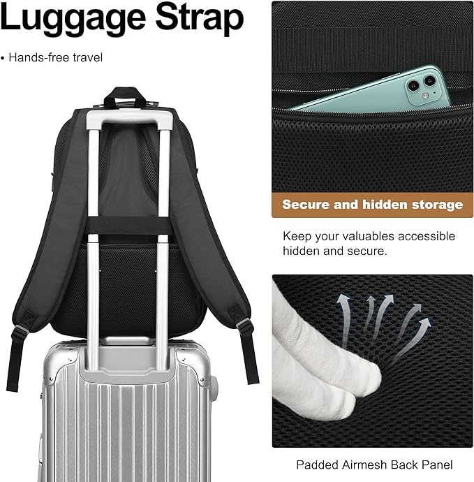 Boavan Laptop Backpack for men, 17.3 inch Laptop Bag with USB Port, Waterproof Travel Work Backpack Purse, Anti-Theft Teacher Nurse Doctor Casual Bookbags Office Business backpack，Black& Purple