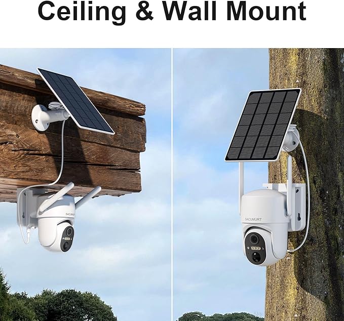 Cellular Security Cameras Wireless Outdoor, Solar Camera Outdoor Wireless, No WiFi Security Camera with SIM Card, 360 PTZ, 2K HD, Human Detection, 2-Way Talk, SD/Cloud